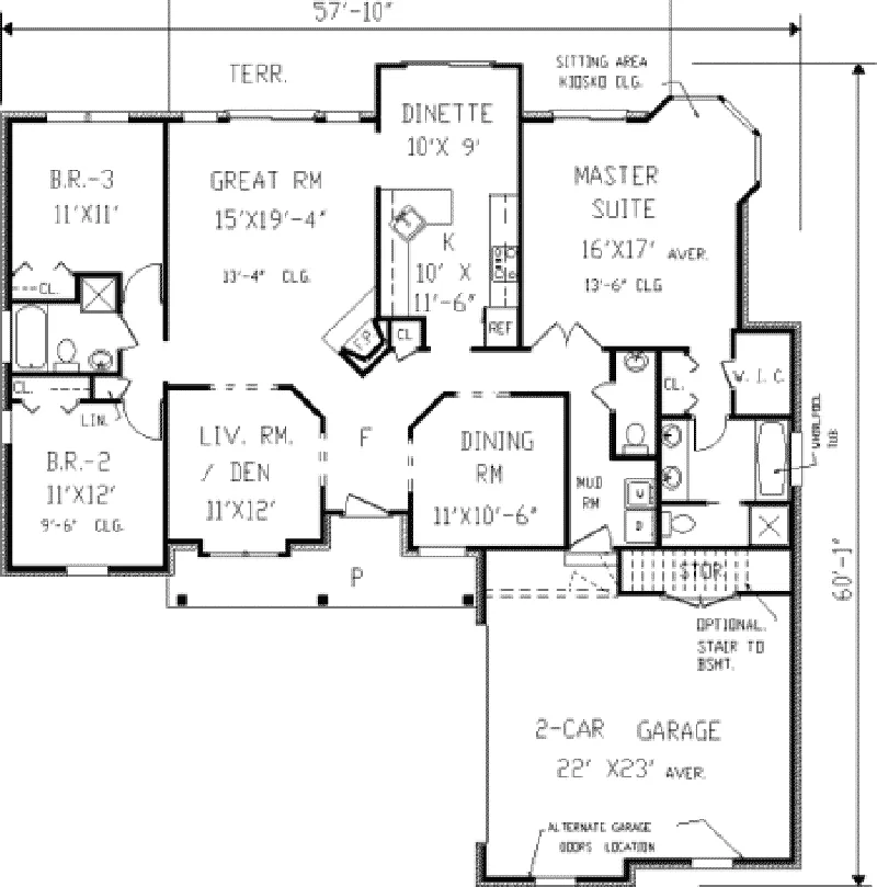Ranch House Plan First Floor - Annabella Hill Traditional Home 089D-0001 - Search House Plans and More