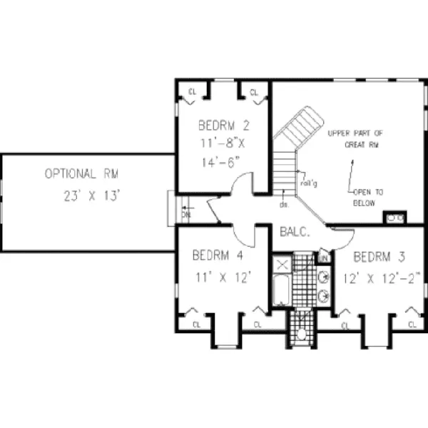 Traditional House Plan Second Floor - Hillgard Southern Colonial Home 089D-0003 - Search House Plans and More