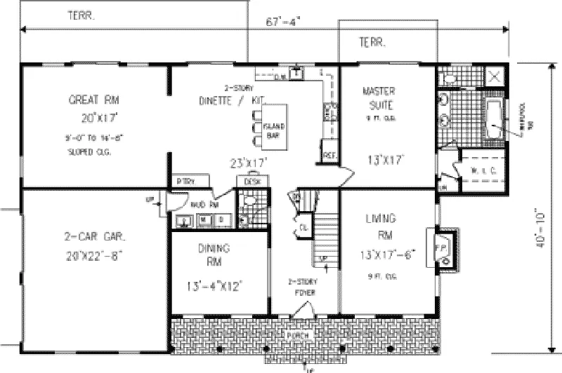 Colonial House Plan First Floor - Honeycomb Colonial Country Home 089D-0004 - Search House Plans and More