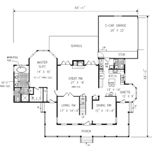 Country House Plan First Floor - Hidden Trail Southern Home 089D-0006 - Search House Plans and More