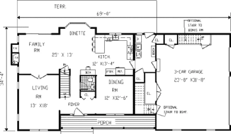 Country House Plan First Floor - Elsinore Country Farmhouse 089D-0008 - Search House Plans and More