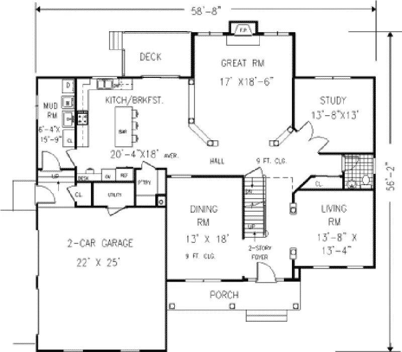 Country House Plan First Floor - Vermillion Traditional Home 089D-0012 - Shop House Plans and More
