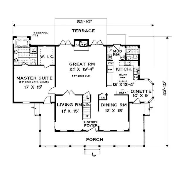 Cape Cod & New England House Plan First Floor - Farson Southern Plantation Home 089D-0013 - Search House Plans and More