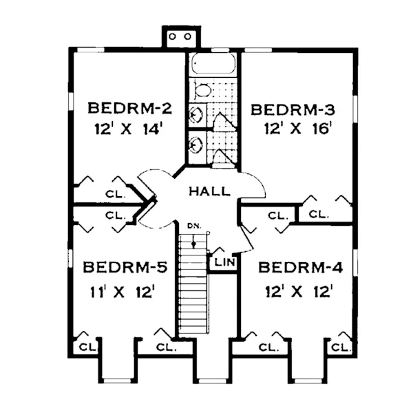 Cape Cod & New England House Plan Second Floor - Farson Southern Plantation Home 089D-0013 - Search House Plans and More