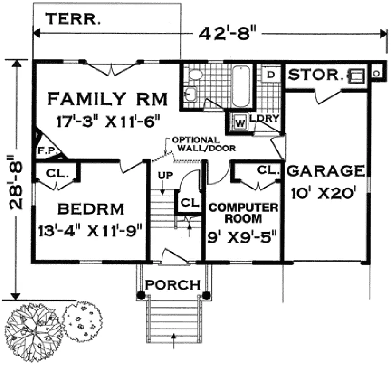 Traditional House Plan Lower Level Floor - Manderson Traditional Home 089D-0014 - Shop House Plans and More