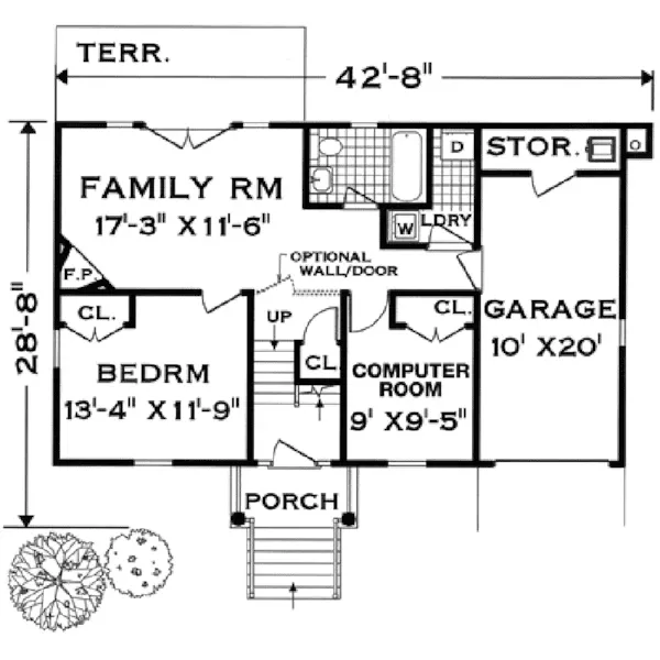 Florida House Plan Lower Level Floor - Manderson Traditional Home 089D-0014 - Shop House Plans and More