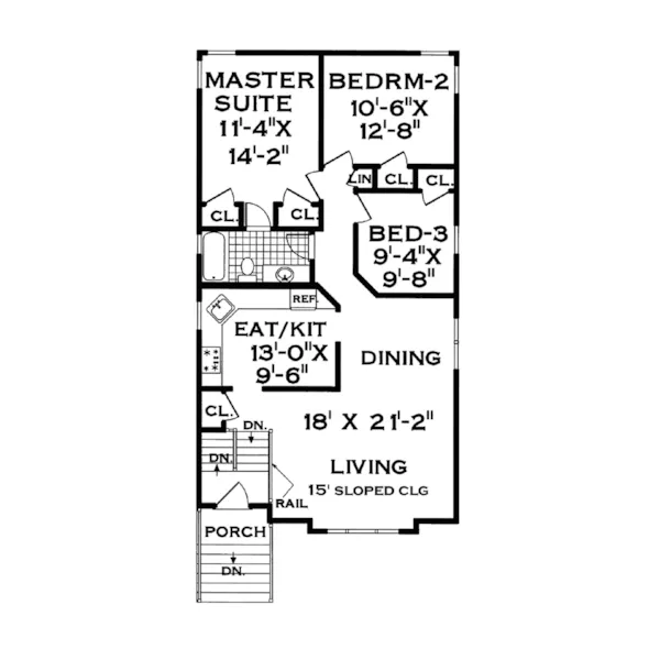 Traditional House Plan First Floor - Moorcroft Narrow Lot Home 089D-0015 - Shop House Plans and More