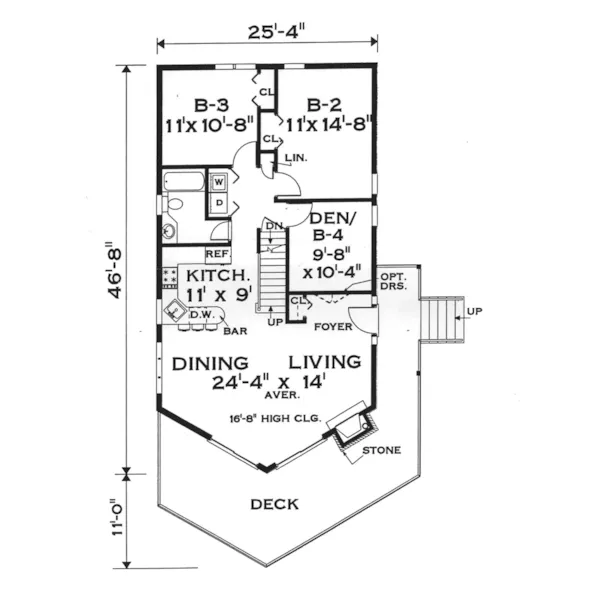 Vacation House Plan First Floor - Huelett Rustic A-Frame Home 089D-0017 - Search House Plans and More