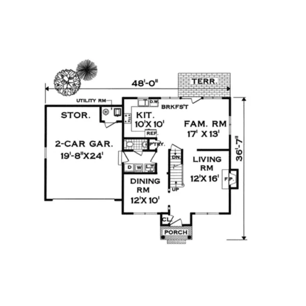 Lake House Plan First Floor - Ridder Colonial Home 089D-0018 - Shop House Plans and More