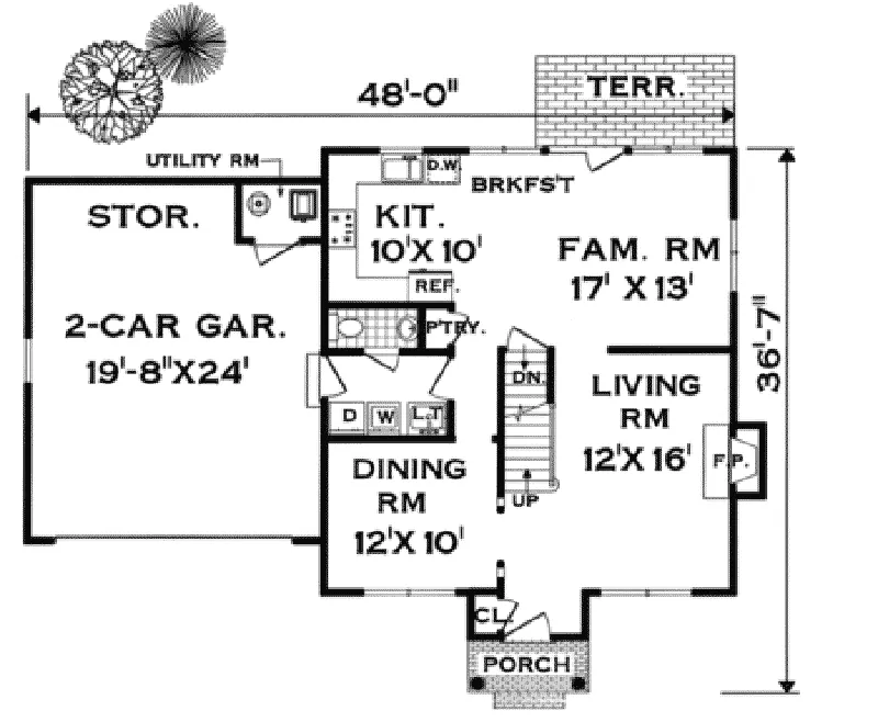 Southern House Plan First Floor - Worland Park Colonial Home 089D-0019 - Shop House Plans and More