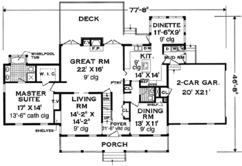 Country House Plan First Floor - Fremont Park Cape Cod Style Home 089D-0021 - Search House Plans and More
