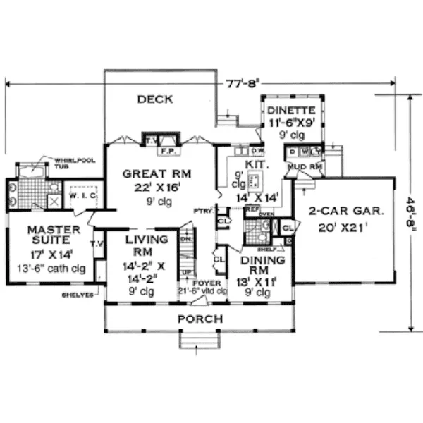 Colonial House Plan First Floor - Fremont Park Cape Cod Style Home 089D-0021 - Search House Plans and More