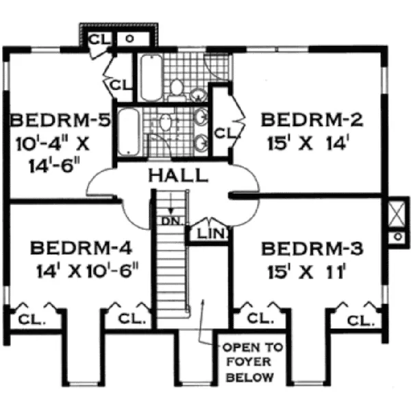 Colonial House Plan Second Floor - Fremont Park Cape Cod Style Home 089D-0021 - Search House Plans and More