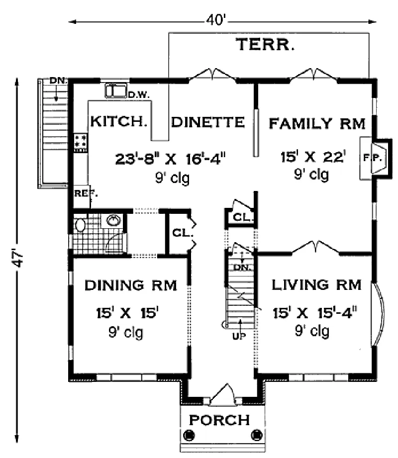 Southern House Plan First Floor - Colonial Georgian Home 089D-0024 - Search House Plans and More