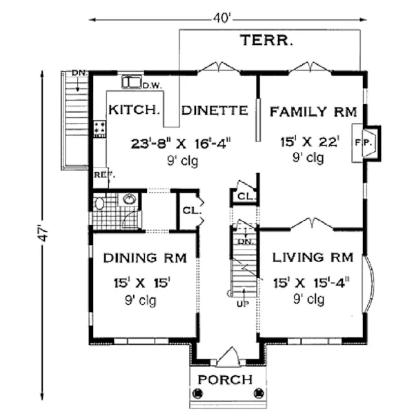 Southern House Plan First Floor - Colonial Georgian Home 089D-0024 - Search House Plans and More