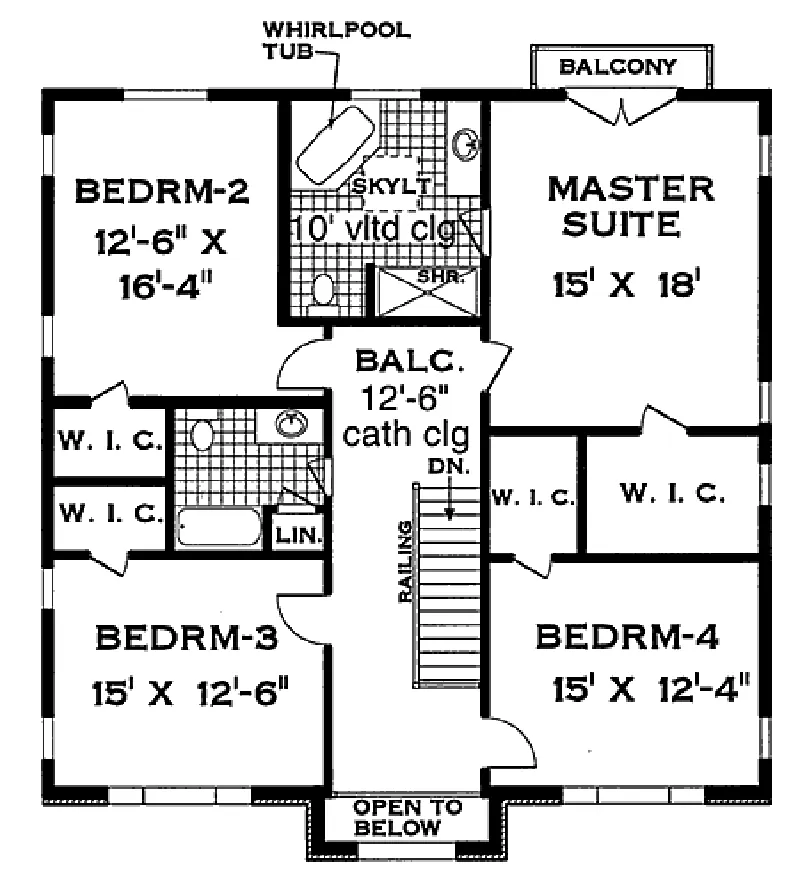 Southern House Plan Second Floor - Colonial Georgian Home 089D-0024 - Search House Plans and More