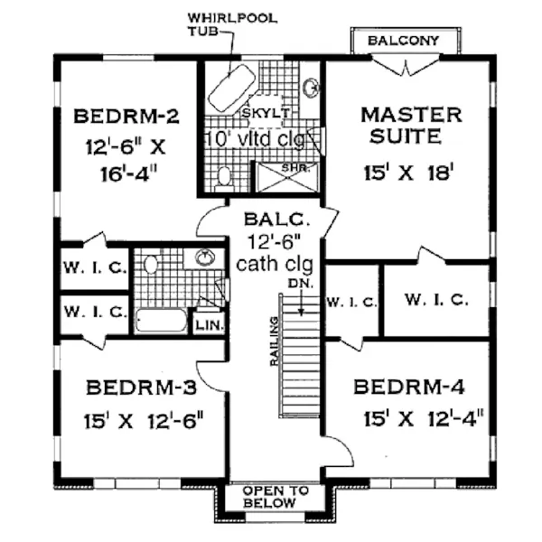 Southern House Plan Second Floor - Colonial Georgian Home 089D-0024 - Search House Plans and More