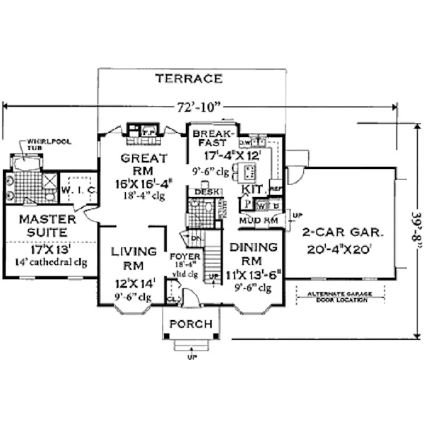 Colonial House Plan First Floor - McKinley Manor Georgian Home 089D-0026 - Shop House Plans and More