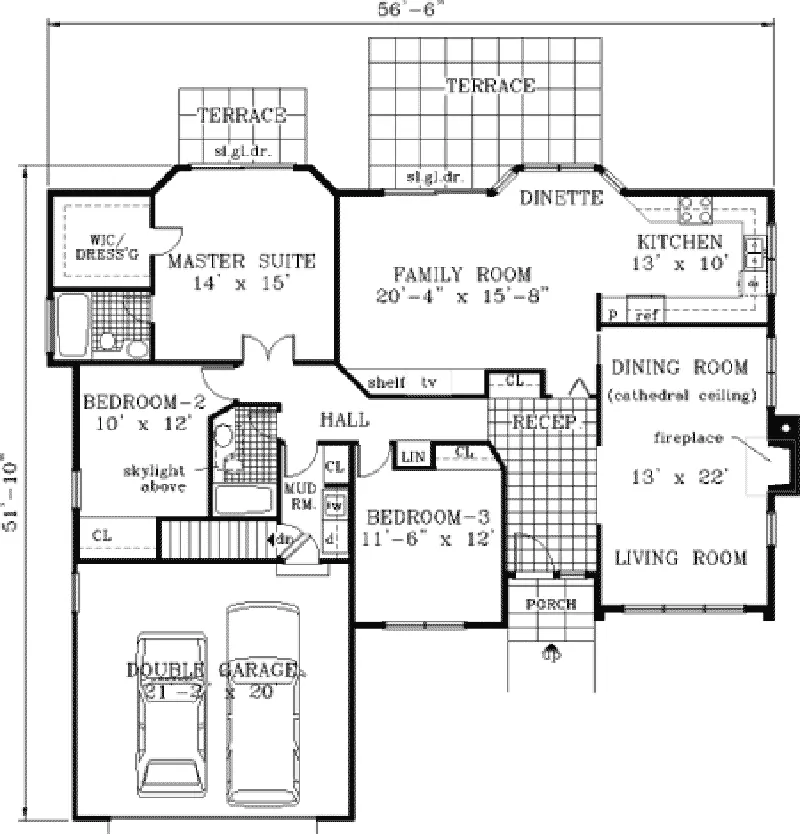 Contemporary House Plan First Floor - Kirtley Modern Ranch Home 089D-0029 - Search House Plans and More