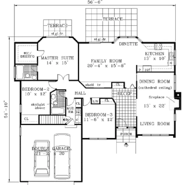 Neoclassical House Plan First Floor - Kirtley Modern Ranch Home 089D-0029 - Search House Plans and More