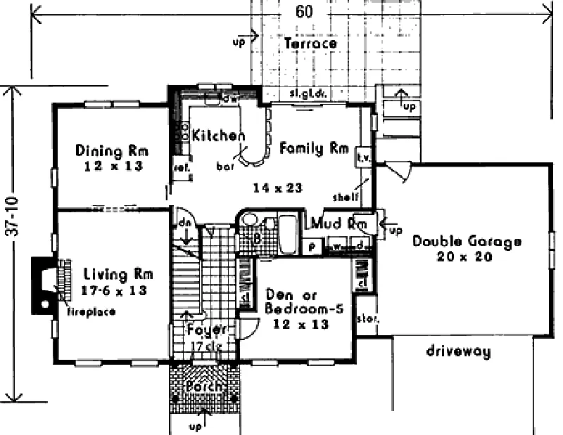 Colonial House Plan First Floor - Dubois Cliff Traditional Home 089D-0031 - Search House Plans and More