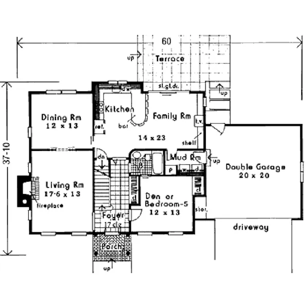 Country House Plan First Floor - Dubois Cliff Traditional Home 089D-0031 - Search House Plans and More