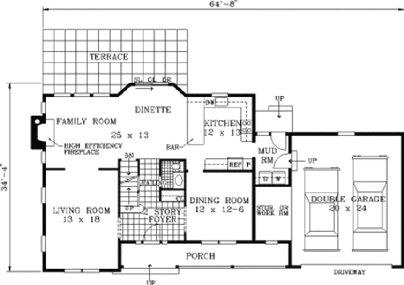Farmhouse Plan First Floor - Lander Farm Country Home 089D-0033 - Shop House Plans and More