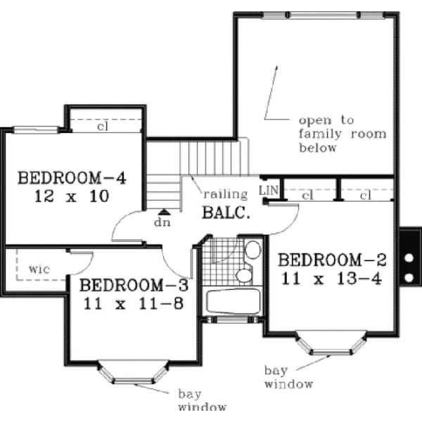 Colonial House Plan Second Floor - Marbleton Traditional Home 089D-0036 - Shop House Plans and More