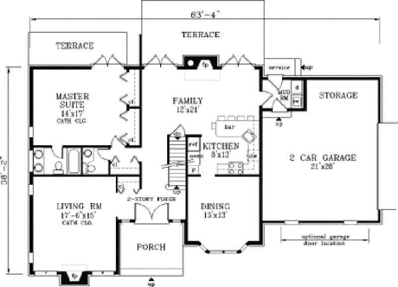 Southern House Plan First Floor - Diamondville Traditional Home 089D-0038 - Search House Plans and More