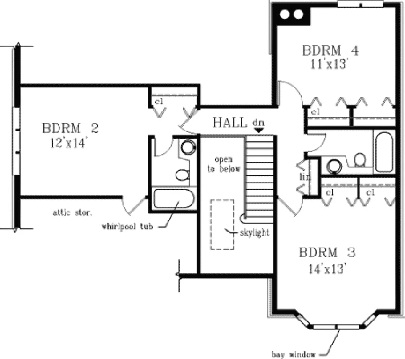 Southern House Plan Second Floor - Diamondville Traditional Home 089D-0038 - Search House Plans and More