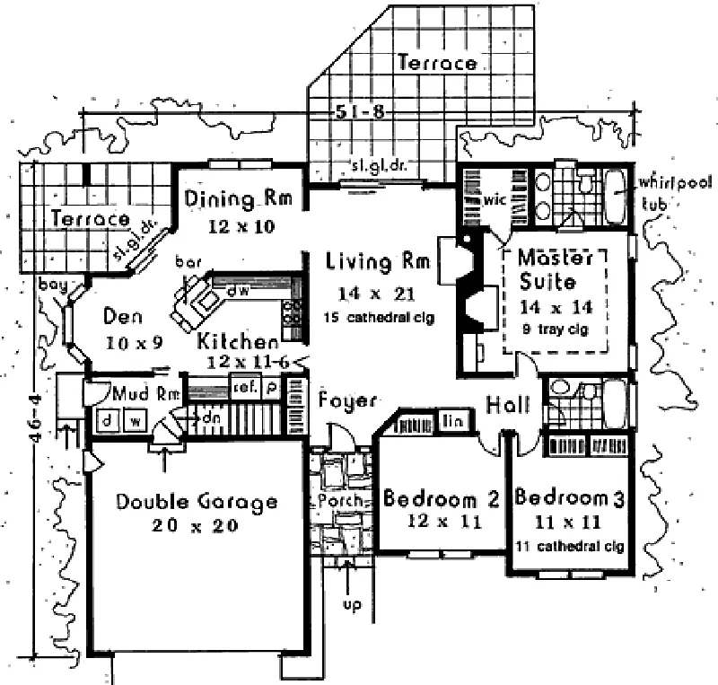 Ranch House Plan First Floor - Woods Landing Traditional Home 089D-0039 - Shop House Plans and More