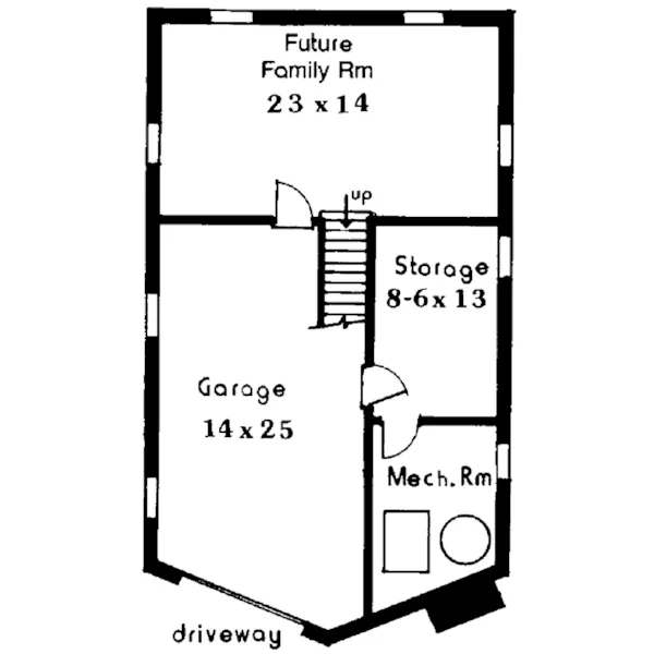 Waterfront House Plan Lower Level Floor - Rockycrest Rustic A-Frame Home 089D-0041 - Shop House Plans and More