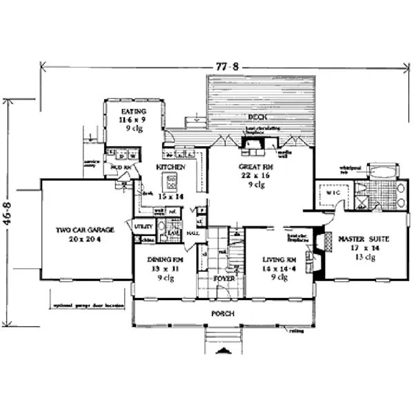 Colonial House Plan First Floor - Torrington Cape Cod Home 089D-0043 - Shop House Plans and More