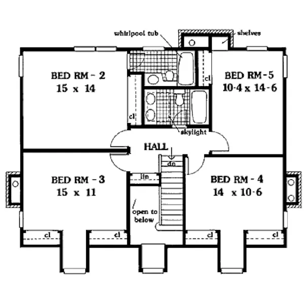 Colonial House Plan Second Floor - Torrington Cape Cod Home 089D-0043 - Shop House Plans and More