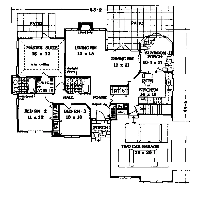 Traditional House Plan First Floor - Scottscrest Ranch Home 089D-0044 - Shop House Plans and More
