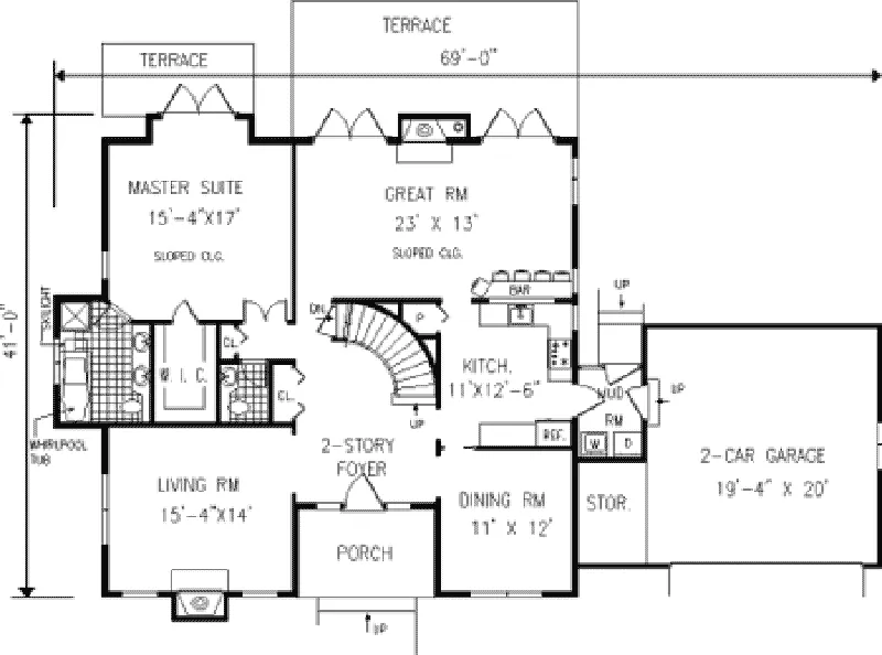 Craftsman House Plan First Floor - Hawk Spring Rustic Home 089D-0045 - Search House Plans and More