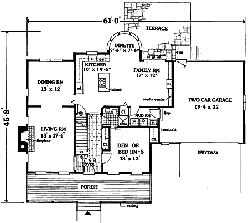 Traditional House Plan First Floor - Manlin Park Colonial Home 089D-0048 - Shop House Plans and More