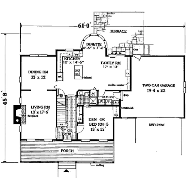 Traditional House Plan First Floor - Manlin Park Colonial Home 089D-0048 - Shop House Plans and More