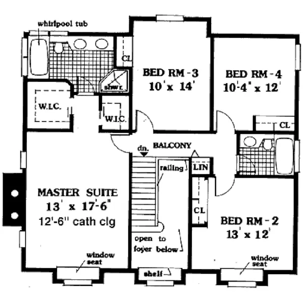 Traditional House Plan Second Floor - Manlin Park Colonial Home 089D-0048 - Shop House Plans and More