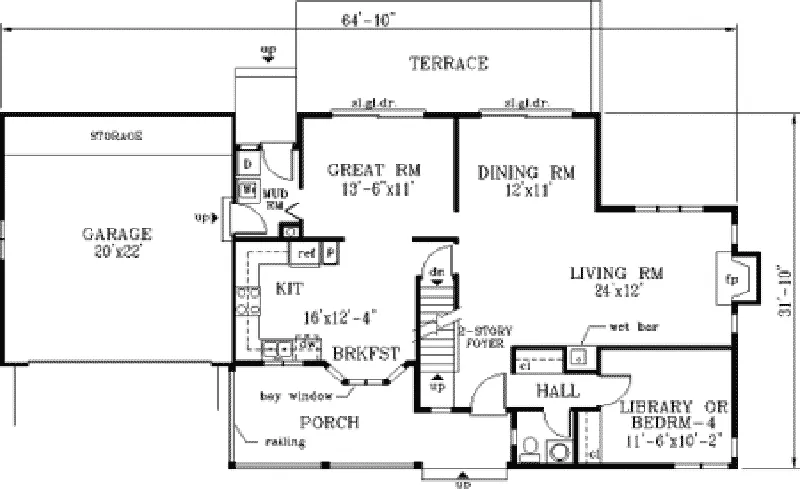 Southern House Plan First Floor - Mopeth Country Home 089D-0049 - Shop House Plans and More