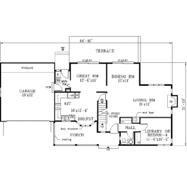 Traditional House Plan First Floor - Mopeth Country Home 089D-0049 - Shop House Plans and More