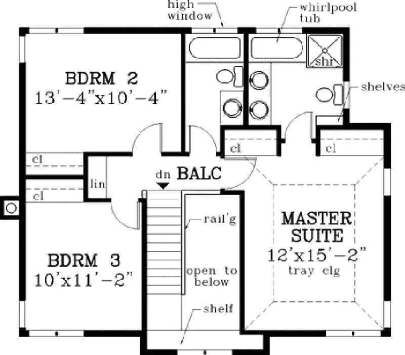 Southern House Plan Second Floor - Mopeth Country Home 089D-0049 - Shop House Plans and More
