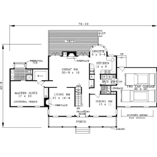 Southern House Plan First Floor - Morgan Trail Southern Home 089D-0051 - Shop House Plans and More