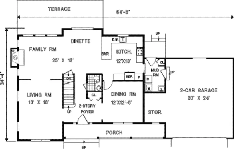 Country House Plan First Floor - Leopold Country Home 089D-0053 - Shop House Plans and More