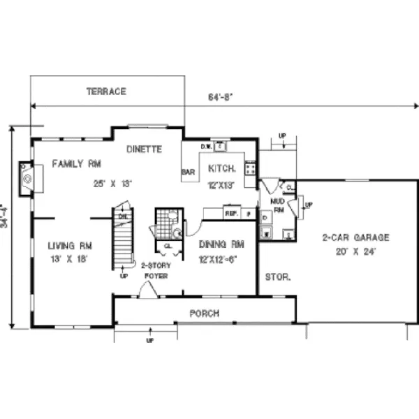 Traditional House Plan First Floor - Leopold Country Home 089D-0053 - Shop House Plans and More