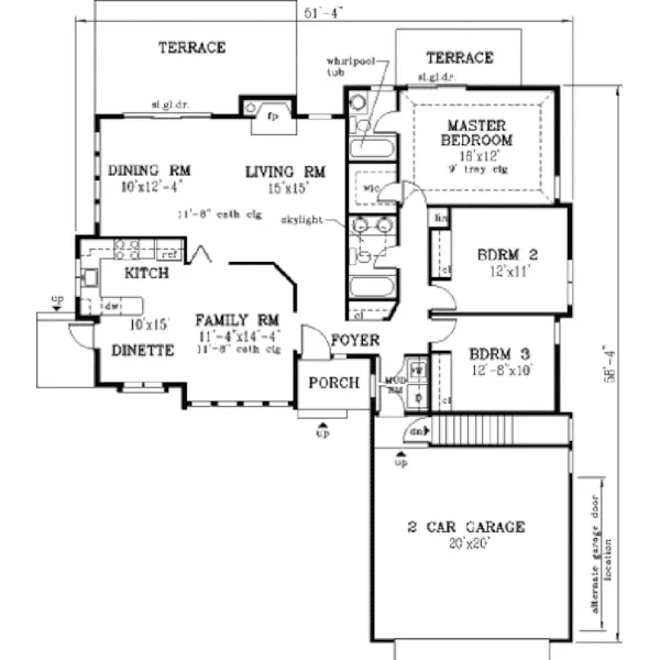 Traditional House Plan First Floor - Castelgrande Ranch Home 089D-0056 - Search House Plans and More