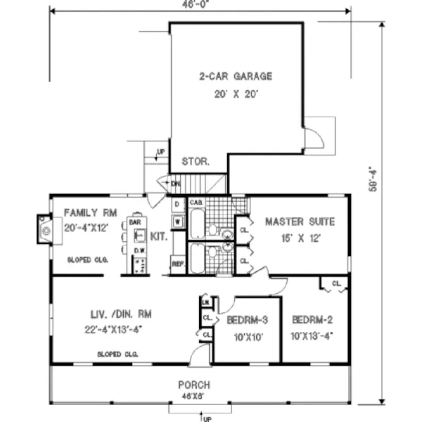 Acadian House Plan First Floor - Compass Point Country Home 089D-0057 - Search House Plans and More