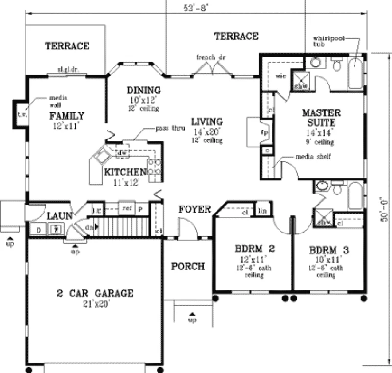 Country House Plan First Floor - La Sal Ranch Home 089D-0060 - Shop House Plans and More