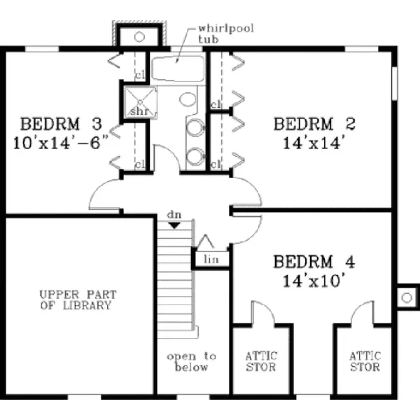 Southern House Plan Second Floor - Simpson Place Country Home 089D-0061 - Shop House Plans and More