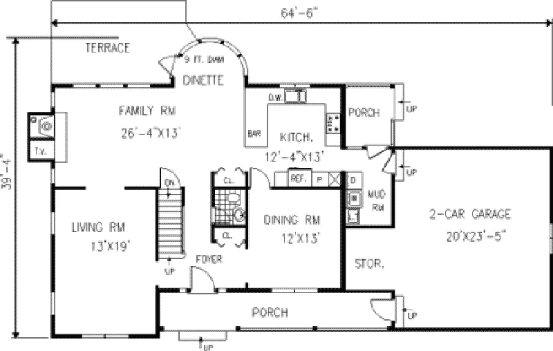 Country House Plan First Floor - Canyon Farm Country Home 089D-0063 - Search House Plans and More